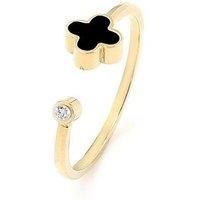 Say It With Graphite Crystal Clover Ring - Yellow Gold