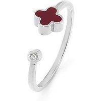 Say It With Plum Crystal Clover Ring - Silver