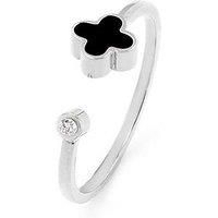 Say It With Graphite Crystal Clover Ring - Silver