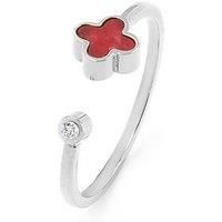 Say It With Cherry Red Crystal Clover Ring - Silver