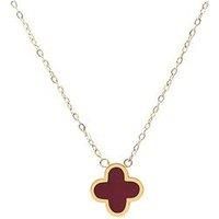 Say It With Plum Crystal Clover Necklace - Yellow Gold