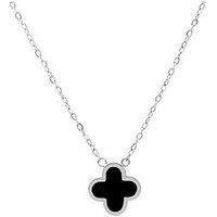 Say It With Graphite Crystal Clover Necklace - Silver