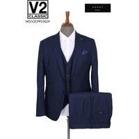 V2 Classic Men's Henry - Navy Three Piece Suit | Size: 40R