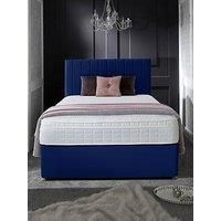 Shire Beds Liberty 1000 Pocket Memory Mattress And Upholstered Divan Base Bed Set (Headboard Sold Separately) - Fsc Certified - Navy