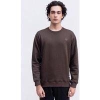 Urban Studio Men's Crew Neck Plain Fleece Sweatshirt in Brown | Size: Small