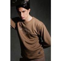 Urban Studio Men's Box Fit Grindstone Cafe Fleece Crew Neck Sweatshirt in Light Brown | Size: 2XL