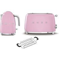 Smeg KLF03, TSF01, TSBW01 Kettle, Toaster & Bun Warmer Set in Pink