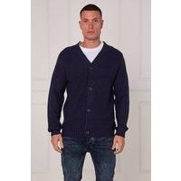 ELAINA FASHION Men's Button-Up Knitted Cardigan in Dark Navy | Size: Medium