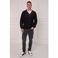 ELAINA FASHION Men's Button-Up Knitted Cardigan in Black | Size: Large