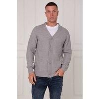 ELAINA FASHION Men's Button-Up Knitted Cardigan in Light Grey | Size: Large