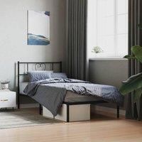 Berkfield Home Metal Bed Frame with Headboard Black 90x190 cm Single
