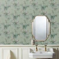 Watercolour Bamboo Lilypad Wallpaper Green/Grey