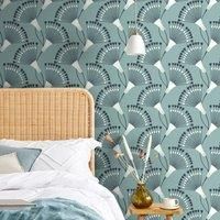 Fan Flower Mineral Blue Wallpaper Blue