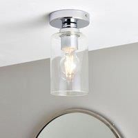 Fryer Chrome Bathroom 1 Light Flush Ceiling Fitting Silver