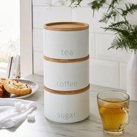 Set of 3 Stacking Tea, Coffee and Sugar Canisters