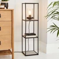Aiko Black and Faux Marble Midi Shelved Floor Lamp
