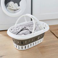 Collapsible Grey Laundry Basket with Handles