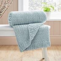 Chunky Knit Recycled Throw Blanket 130cm x 170cm