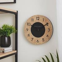 Black and Light Oak Effect Wall Clock