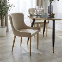 Montreal Set of 2 Dining Chairs, Mink Velvet