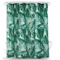 Tropical Leaf Green Shower Curtain