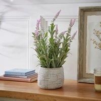 Artificial Salvia in Grey Cement Plant Pot