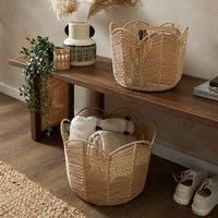 Set of 2 Scalloped Paper Rope Baskets