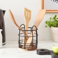 Acacia Black Utensil Pot