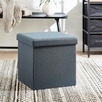 Faux Linen Cube Ottoman