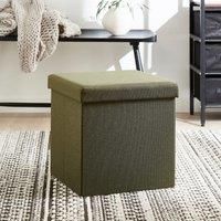 Faux Linen Cube Ottoman
