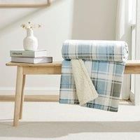 Printed Check Sherpa Throw Blanket, 130x180cm