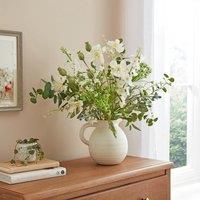 Artificial Wildflower & Eucalyptus Bouquet in Ceramic Jug Vase