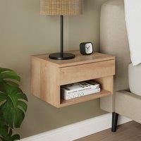 Henny 1 Drawer Floating Bedside Table, Light Oak Effect