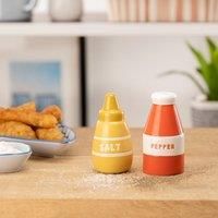 Stoneware Mustard and Ketchup Salt and Pepper Shaker
