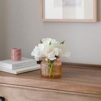 Artificial Parrot Tulip in Apricot Ribbed Glass Vase