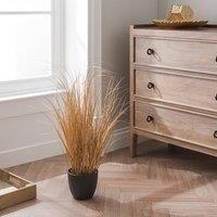 Artificial Metallic Gold Grass in Black Plant Pot