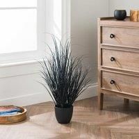 Artificial Black Grass in Black Plant Pot