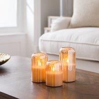 Set of 3 Amber Glass Domed LED Candles