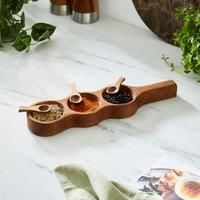 Acacia Wood Condiment Pots