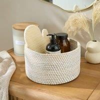 The Edited Life Rattan Round White Wash Laundry Basket