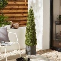 Artificial Boxwood Cone Shaped Tree in Woven Plant Pot
