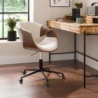 Modena Walnut Effect Office Chair, White Boucle