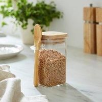 Square Glass Storage Jar with Spoon