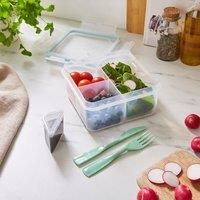 Square Plastic Lunch Box with Cutlery