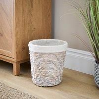 Whitewashed Wicker Bin