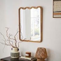 Rosa Mango Wood Ribbed Wiggle Rectangle Wall Mirror