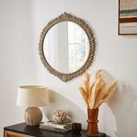 Florence Cast Aluminium Ornate Leaf Round Wall Mirror