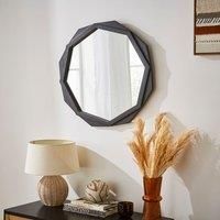 Black Mango Wood Octagonal Wall Mirror