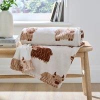 Highland Cow Fleece Throw Blanket, 130cm x 170cm