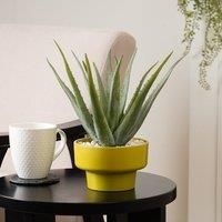 Artificial Real Touch Aloe Plant in Chartreuse Plant Pot